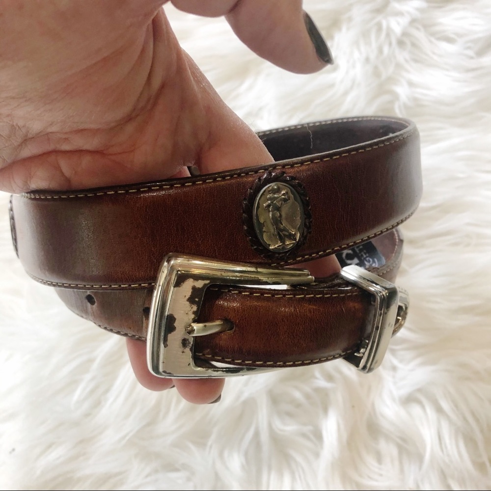 Onyx by Brighton Brown Leather Golf Theme Belt Men’s Size 36